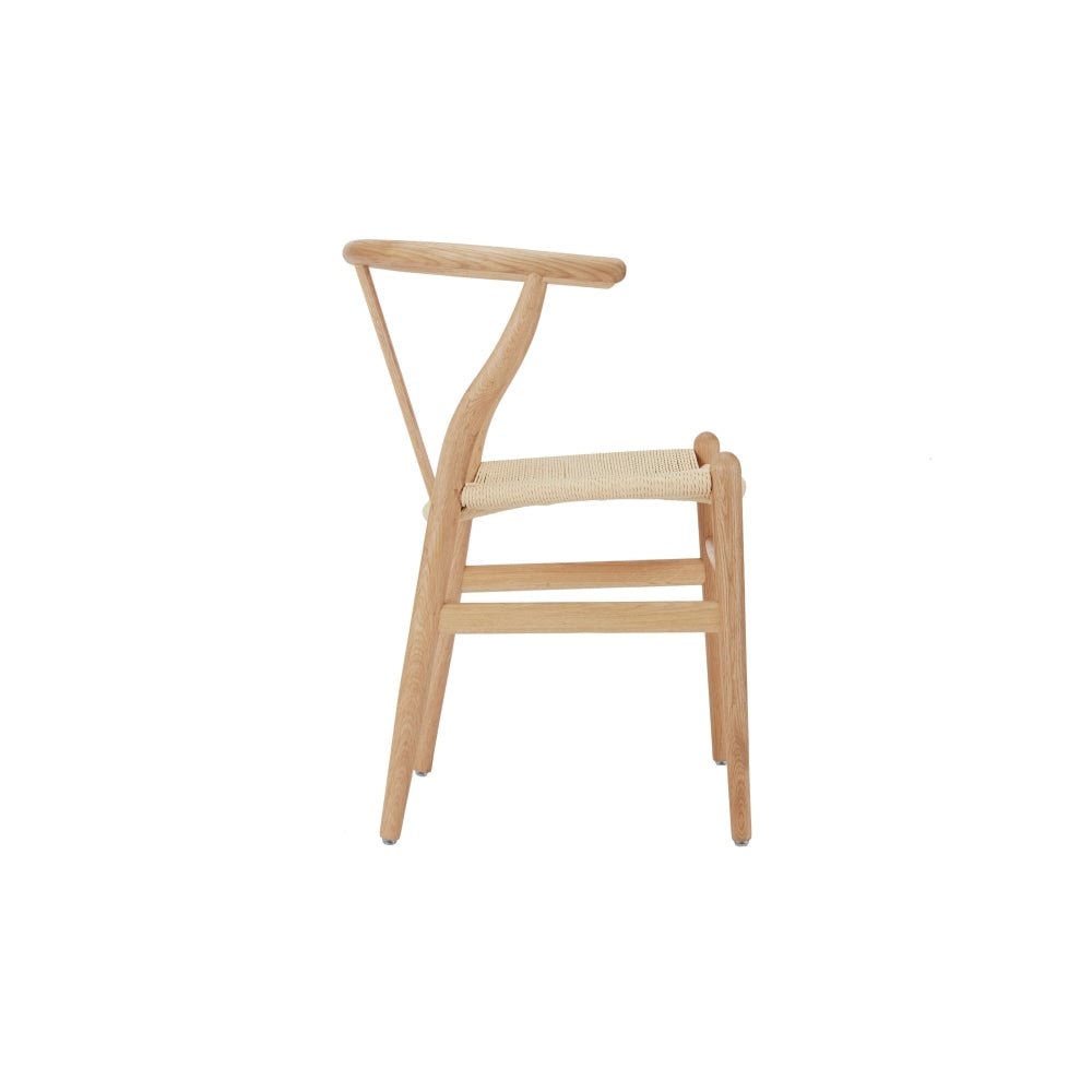 Set of 2 Hans Wegner Replica Wishbone Kitchen Dining Chairs - Beech Wood/Natural Beige Chair Fast shipping On sale