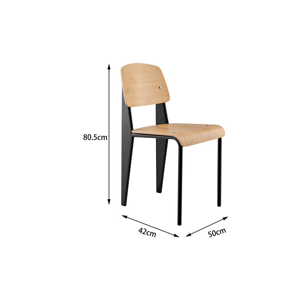 Set of 2 Jean Prouve Replica Standard Kitchen Dining Side Chair - Natural Fast shipping On sale