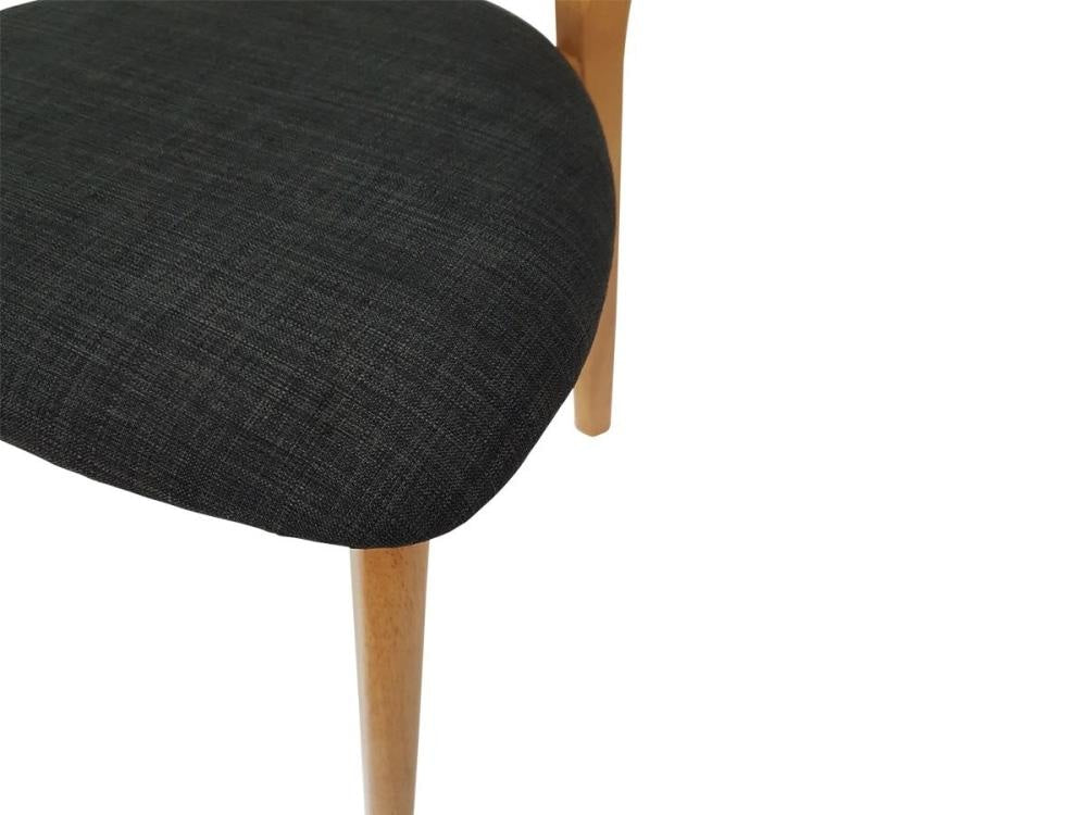 Set Of 2 - Jelly Bean Scandinavian Fabric Wooden Dining Chair - Charcoal Fast shipping On sale