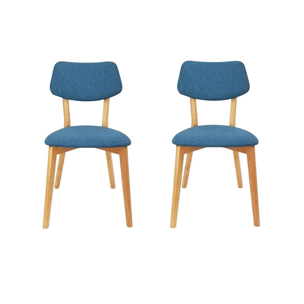 Set Of 2 - Jelly Bean Scandinavian Fabric Wooden Dining Chair Teal Fast shipping On sale