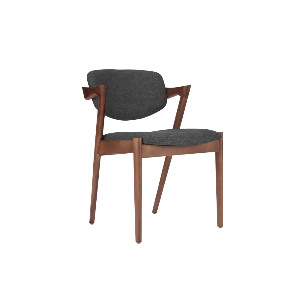 Set of 2 Kai Chairs Replica Beech Stained Fabric Kitchen Dining Chair Walnut Frame/Charcoal Brown Fast shipping On sale