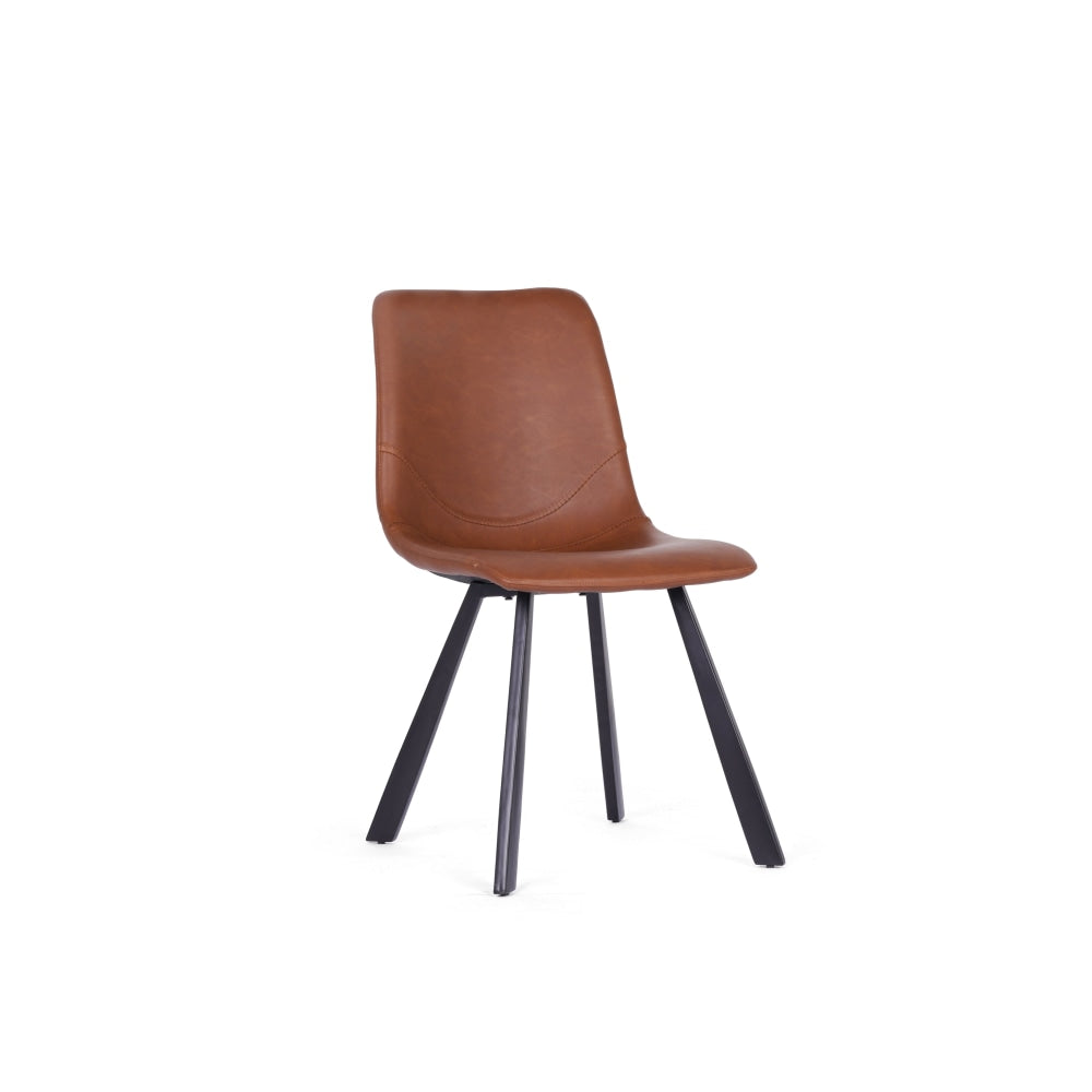 Set Of 2 Kim Faux Leather Kitchen Dining Chair - Cognac Fast shipping On sale