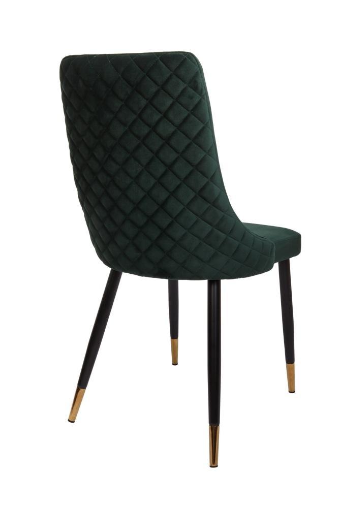 Set of 2 Kira Velvet Fabric Dining Chair Black Metal Legs - Emerald Fast shipping On sale