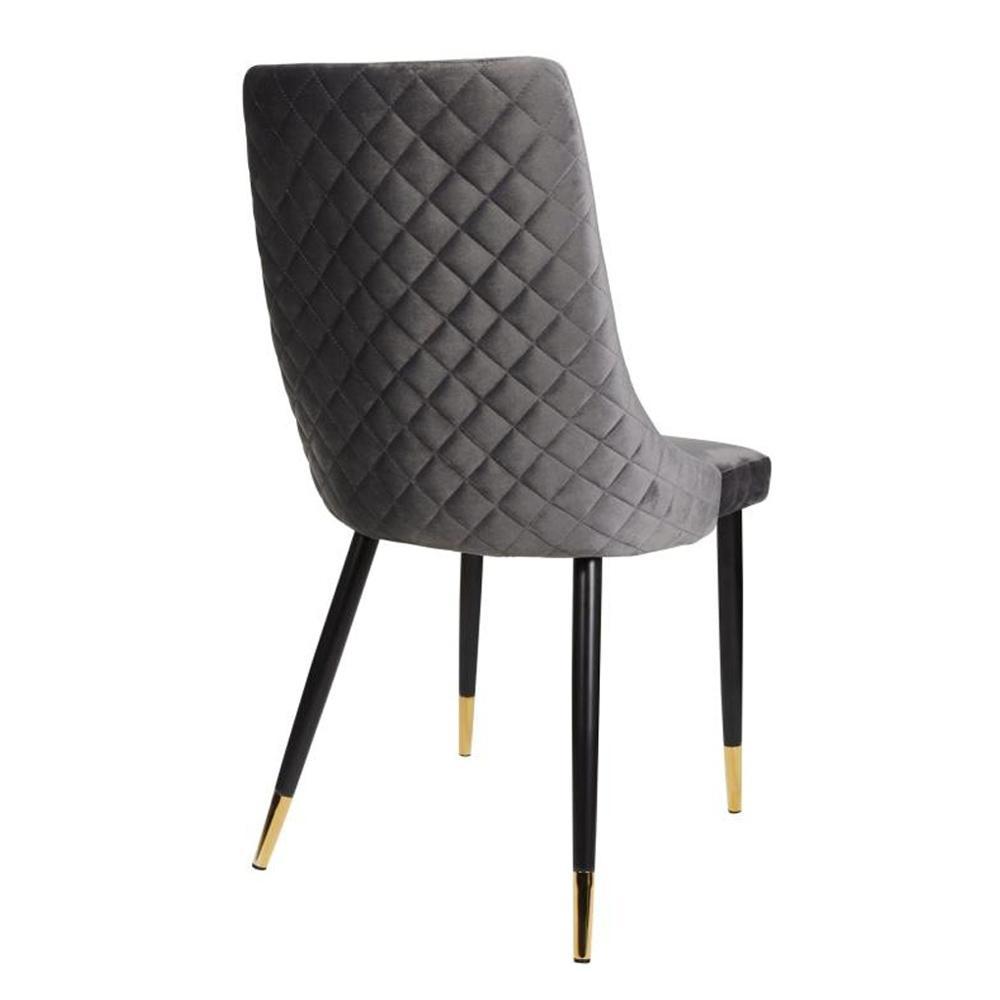 Set Of 2 Kira Velvet Fabric Dining Chair Black Metal Legs - Slate Fast shipping On sale