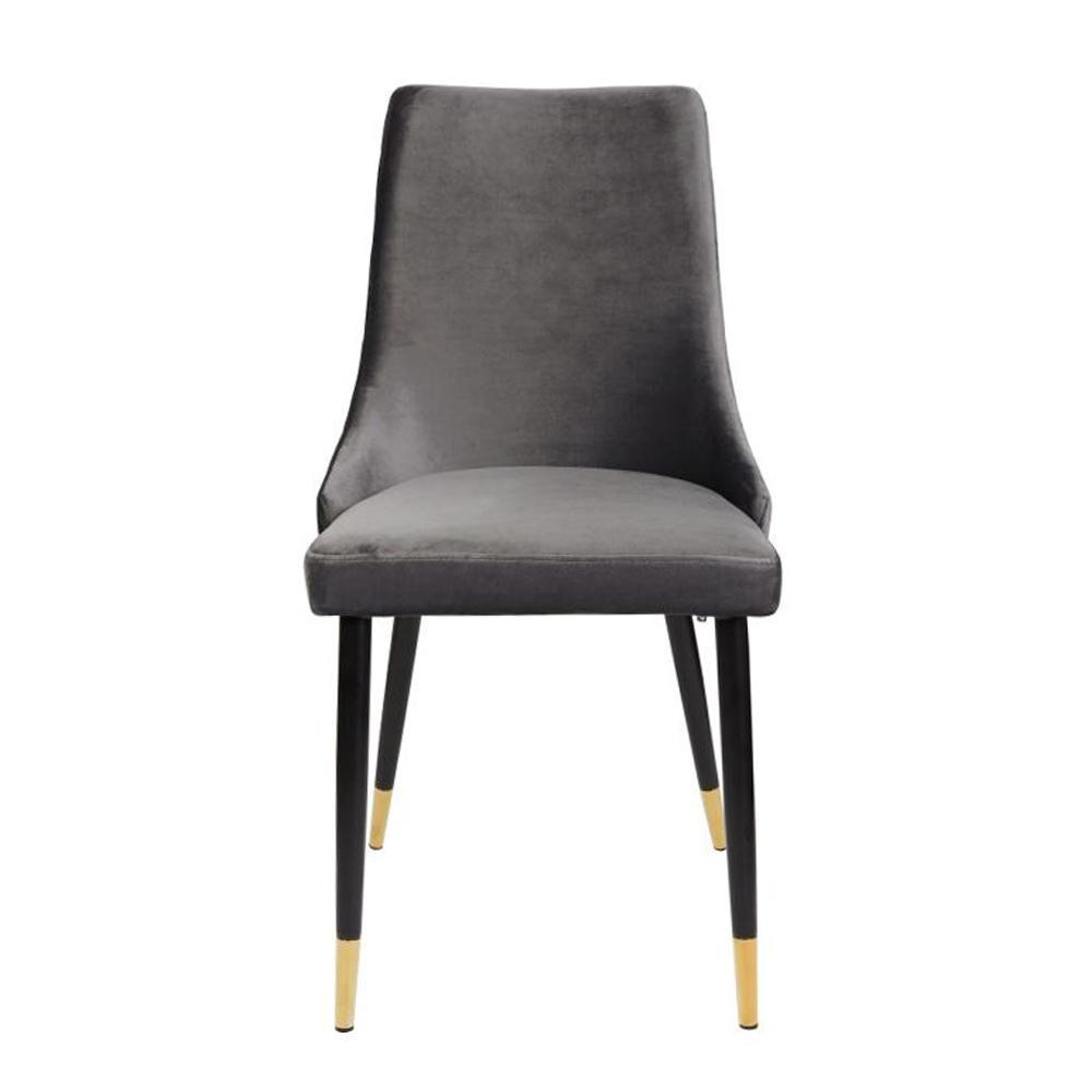 Set Of 2 Kira Velvet Fabric Dining Chair Black Metal Legs - Slate Fast shipping On sale