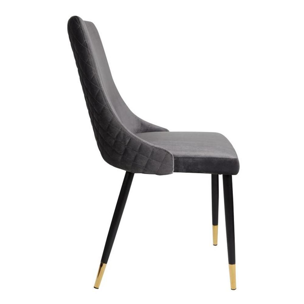 Set Of 2 Kira Velvet Fabric Dining Chair Black Metal Legs - Slate Fast shipping On sale