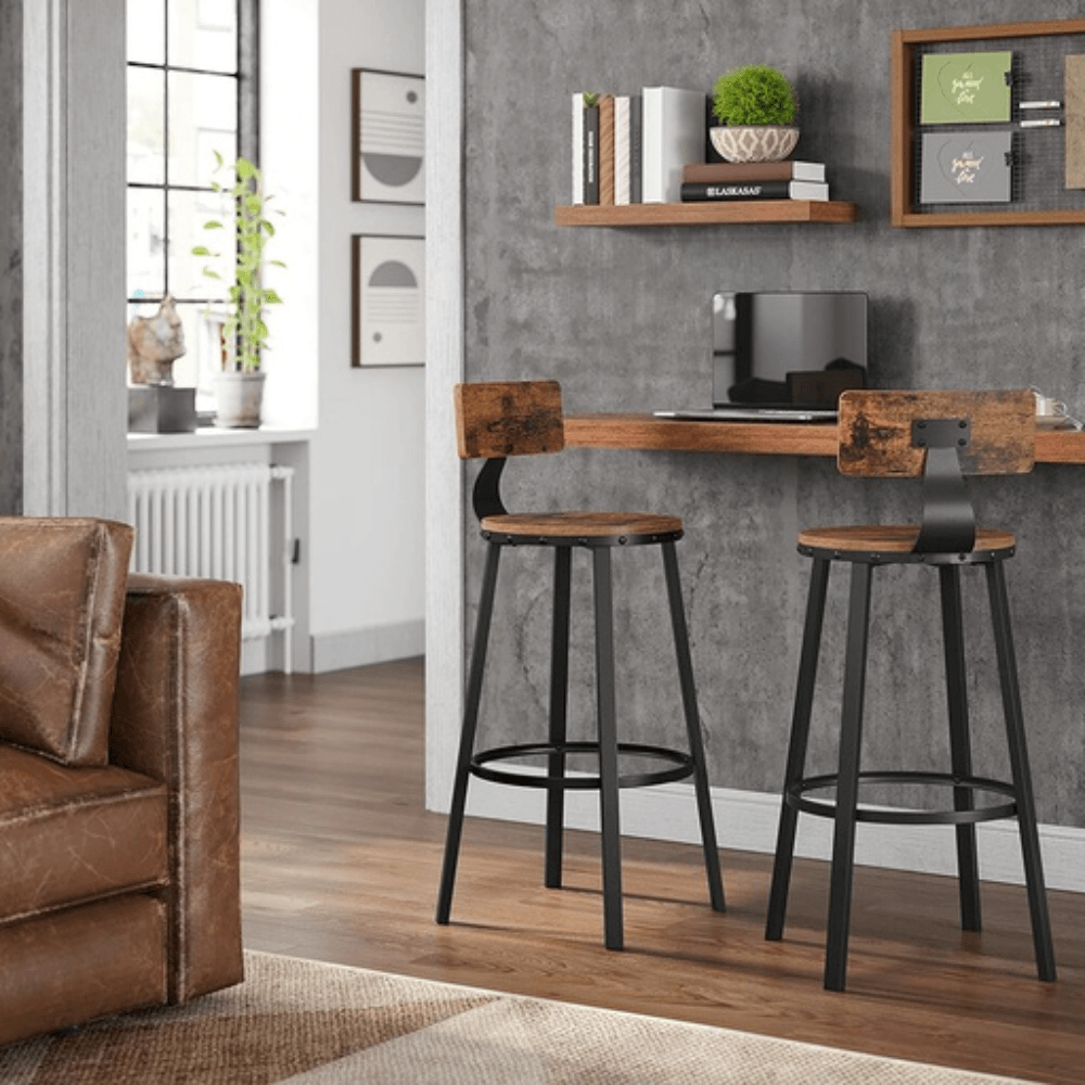 Vasagle Set Of 2 Kitchen Rustic Industrial Tall Bar Counter Stools Brown Stool Fast shipping On sale