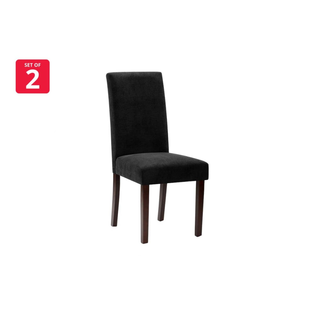 Set of 2 Kyran Fabric Kitchen Dining Chairs - Black Chair Fast shipping On sale