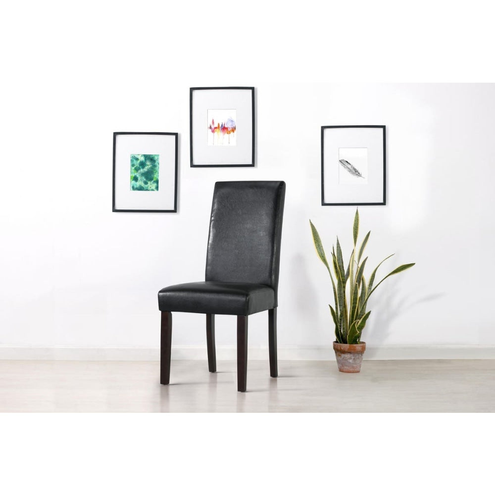 Set of 2 Kyran PU Leather Kitchen Dining Chairs - Black Chair Fast shipping On sale