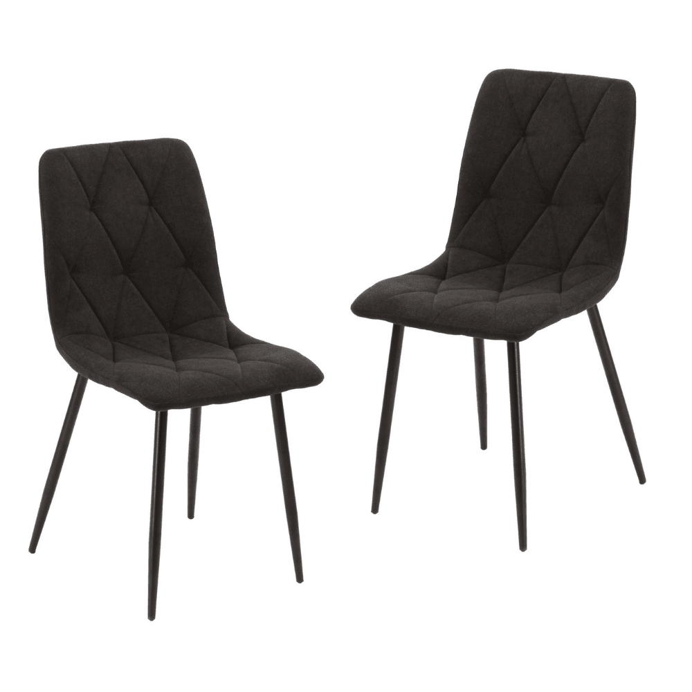 Set Of 2 Laios Fabric Dining Side Chairs Metal Frame - Charcoal Chair Fast shipping On sale