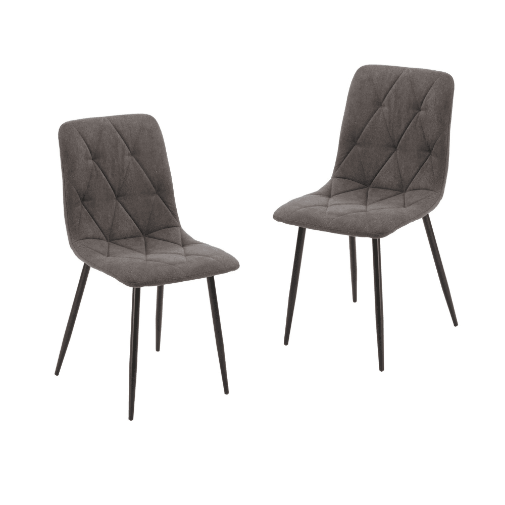 Set Of 2 Laios Fabric Dining Side Chairs Metal Frame - Grey Chair Fast shipping On sale