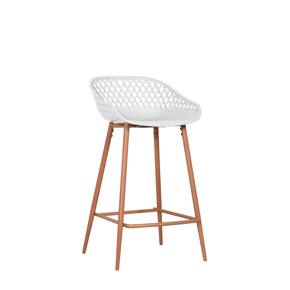 Set of 2 Leerdam Kitchen Counter Bar Stools Metal Frame - White Stool Fast shipping On sale