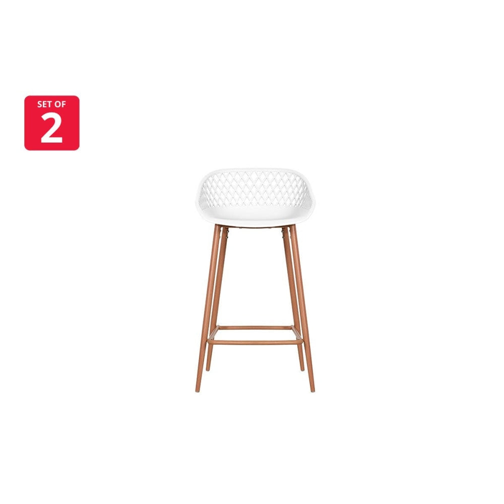 Set of 2 Leerdam Kitchen Counter Bar Stools Metal Frame - White Stool Fast shipping On sale