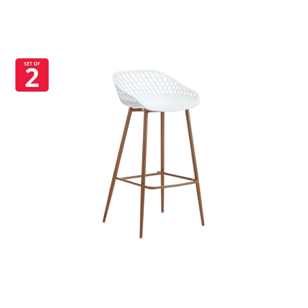 Set of 2 Leerdam Kitchen Counter Bar Stools - White Stool Fast shipping On sale