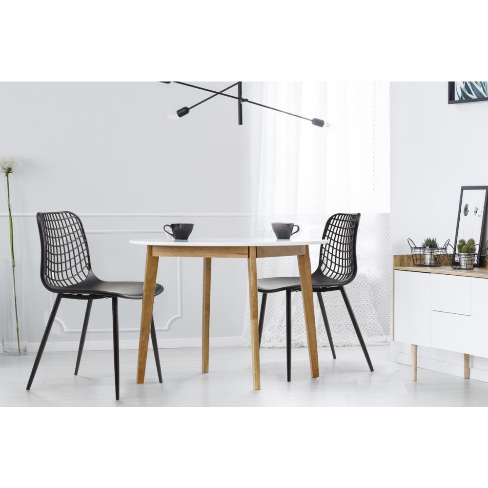 Set of 2 Leerdam Kitchen Dining Chairs - Black Chair Fast shipping On sale