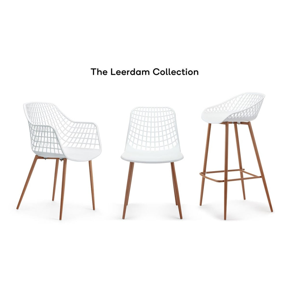 Set of 2 Leerdam Kitchen Dining Chairs - White Chair Fast shipping On sale