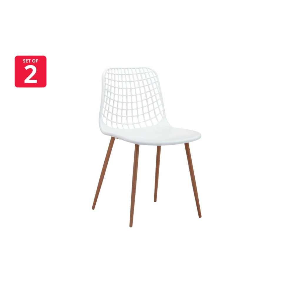 Set of 2 Leerdam Kitchen Dining Chairs - White Chair Fast shipping On sale