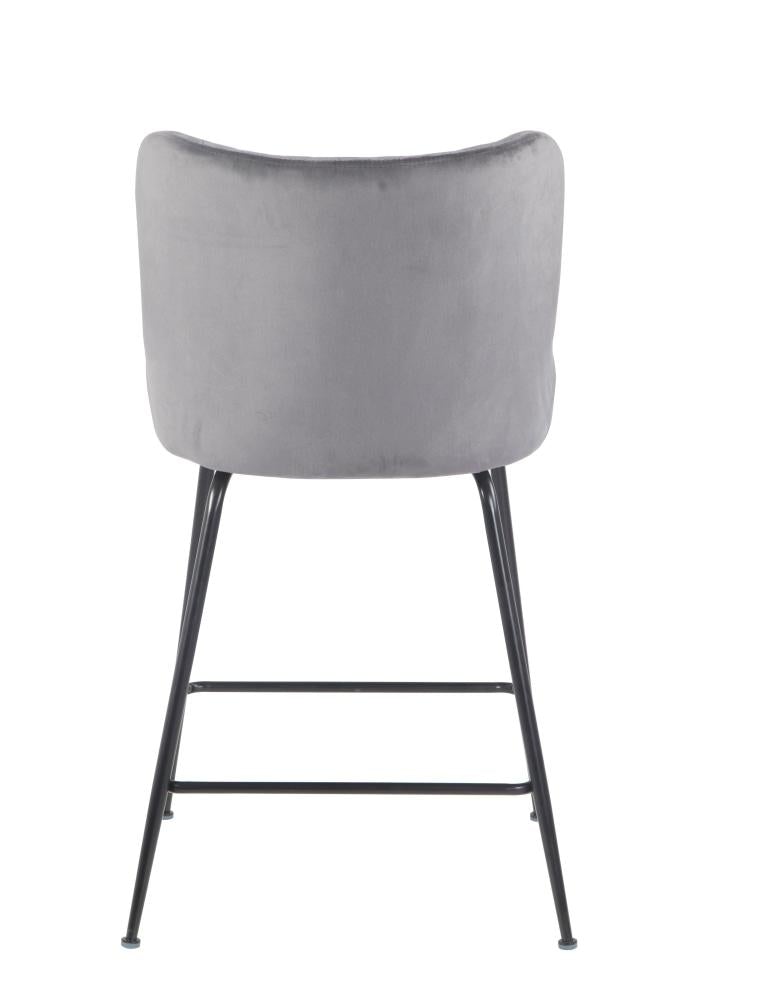 Set of 2 Lesley Velvet Fabric Kitchen Counter Bar 66cm - Grey Stool Fast shipping On sale