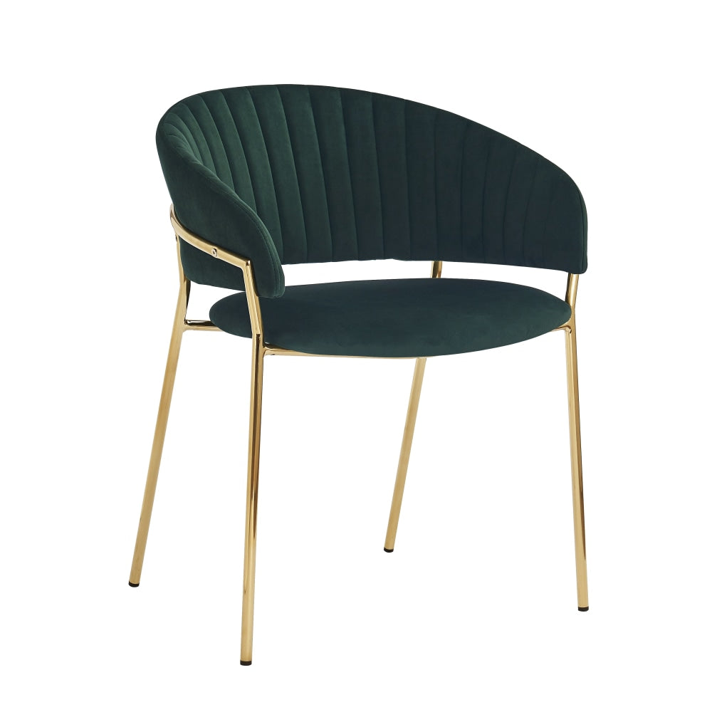 Set of 2 Lex Velvet Fabric Dining Chair Gold Frame - Green Fast shipping On sale