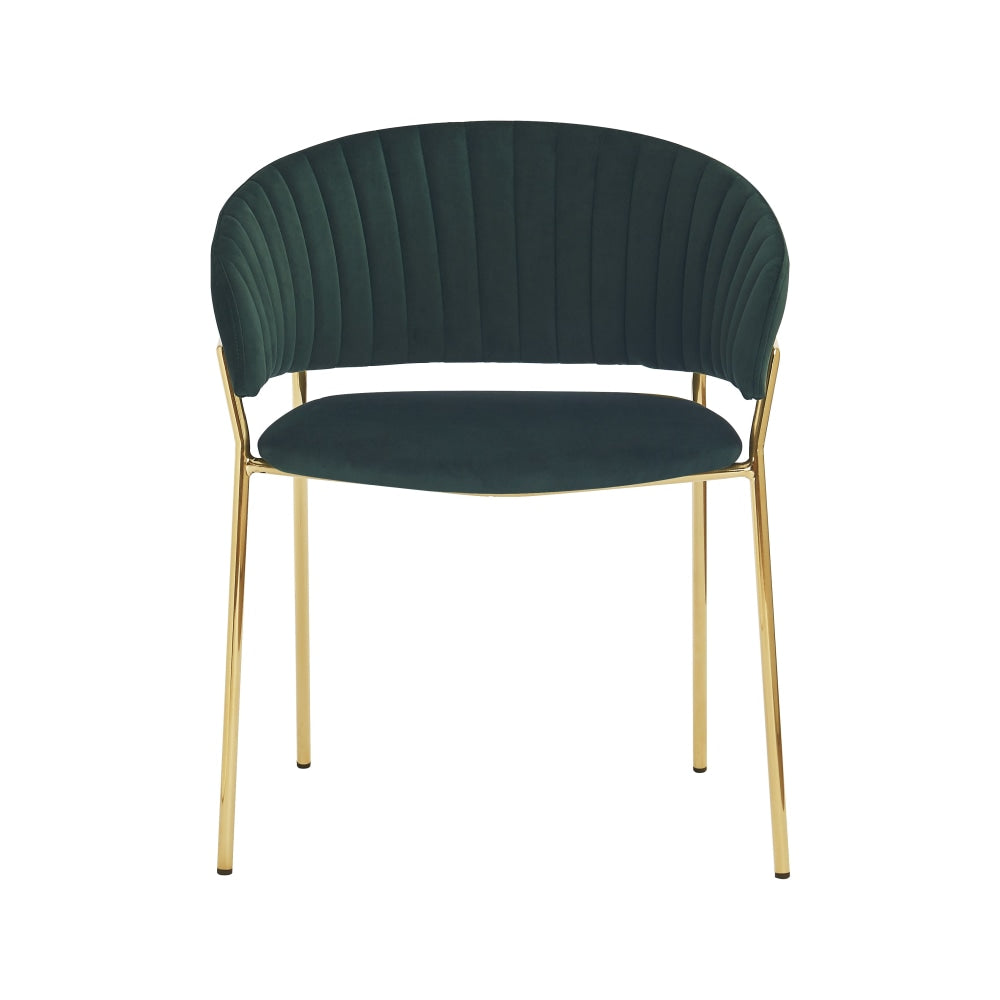 Set of 2 Lex Velvet Fabric Dining Chair Gold Frame - Green Fast shipping On sale