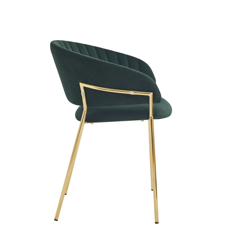 Set of 2 Lex Velvet Fabric Dining Chair Gold Frame - Green Fast shipping On sale