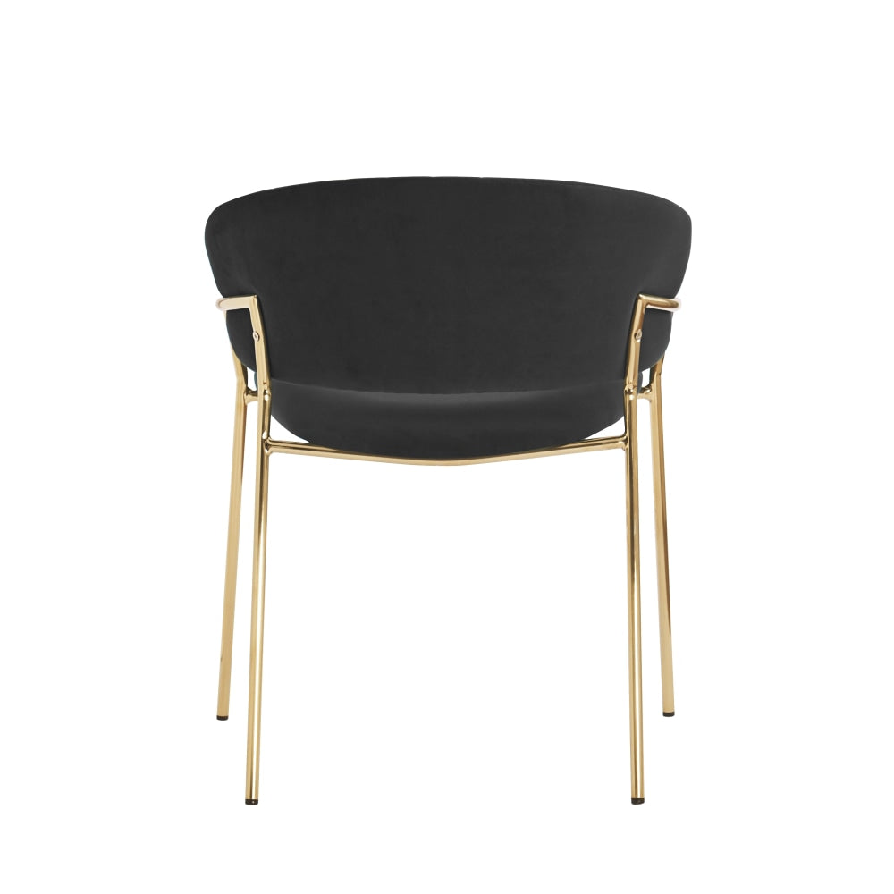 Set Of 2 Lex Velvet Fabric Dining Chair W/ Brass Gold Legs - Black Fast shipping On sale