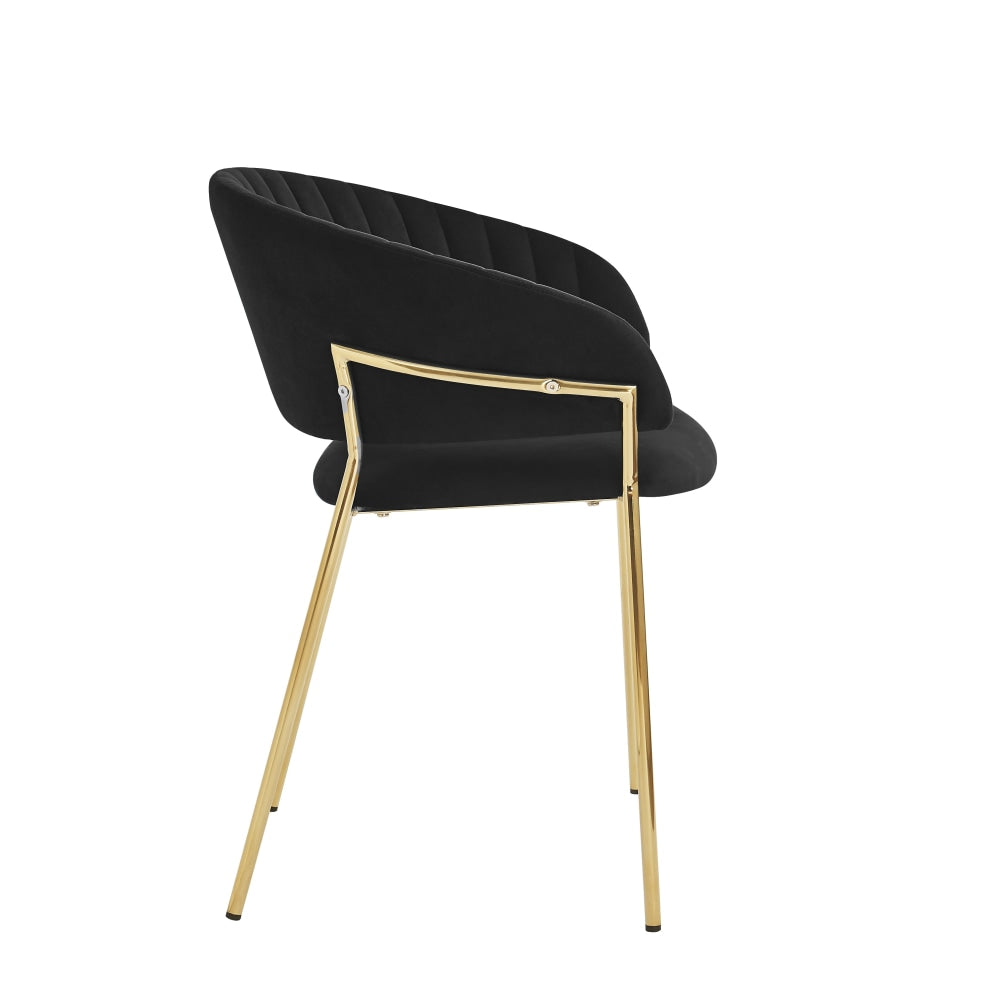 Set Of 2 Lex Velvet Fabric Dining Chair W/ Brass Gold Legs - Black Fast shipping On sale