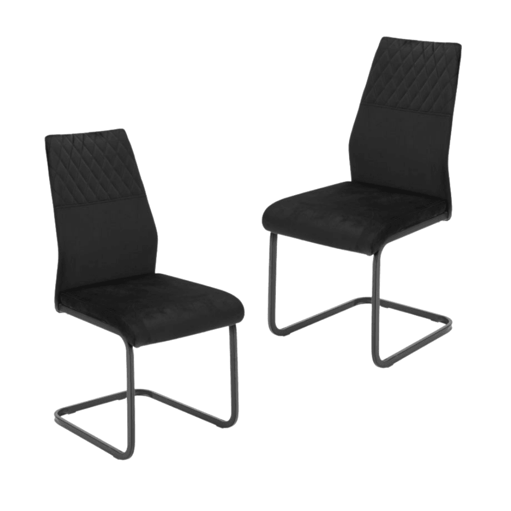 Set Of 2 Lilian Velvet Fabri Dining Chairs Metal Legs - Black Chair Fast shipping On sale