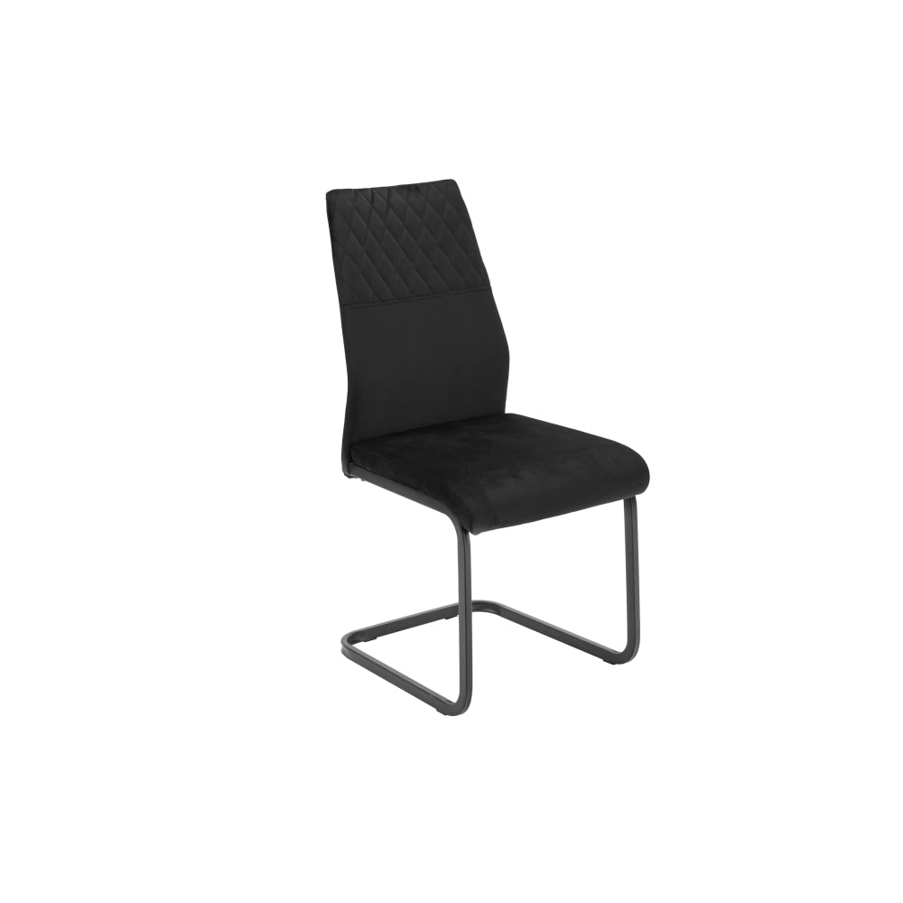 Set Of 2 Lilian Velvet Fabri Dining Chairs Metal Legs - Black Chair Fast shipping On sale