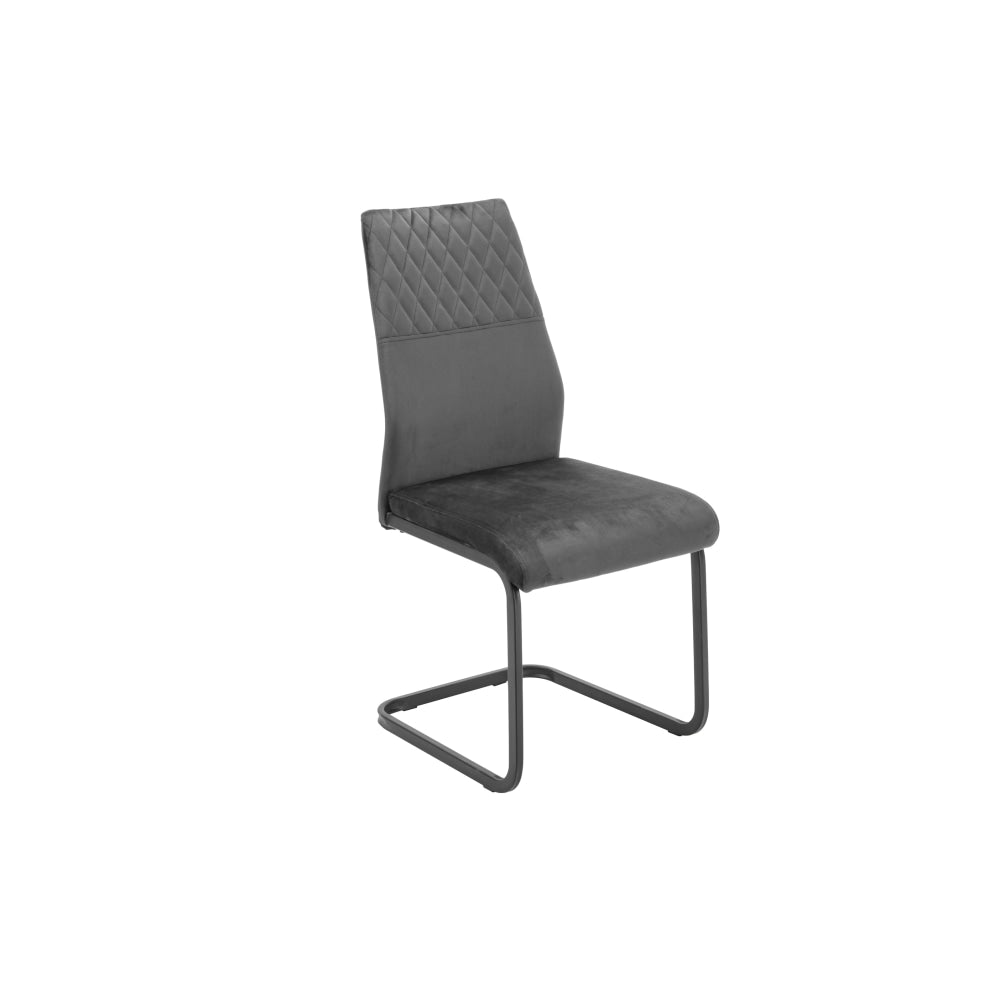 Set Of 2 Lilian Velvet Fabri Dining Chairs Metal Legs - Grey Chair Fast shipping On sale