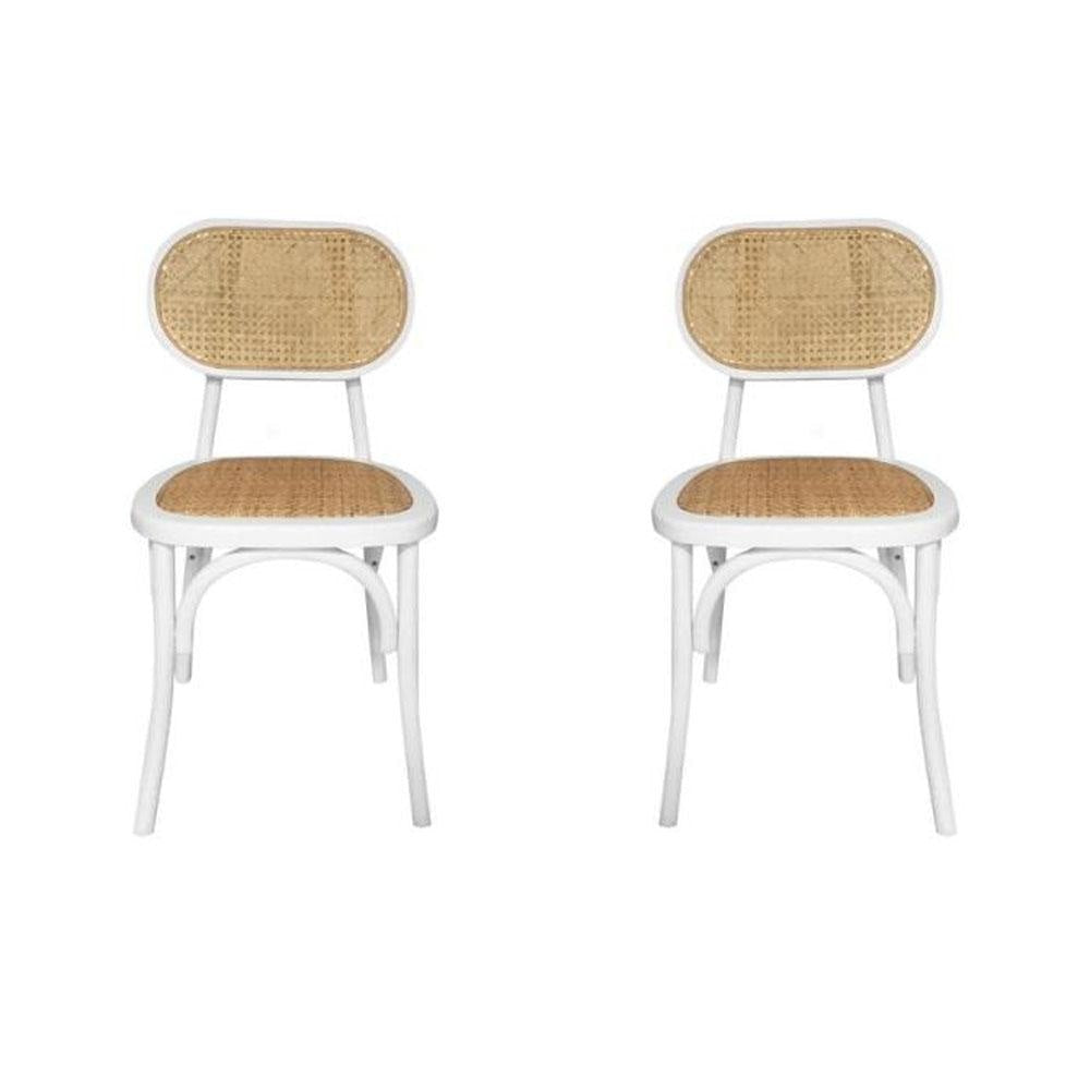 Set Of 2 Lima Rattan Dining Chair - Natural/White Fast shipping On sale