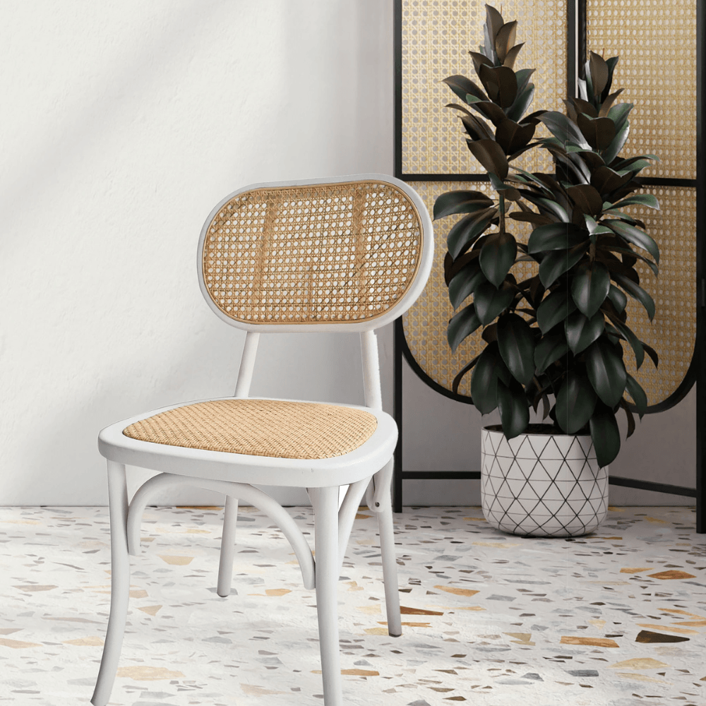 Set Of 2 Lima Rattan Dining Chair - Natural/White Fast shipping On sale