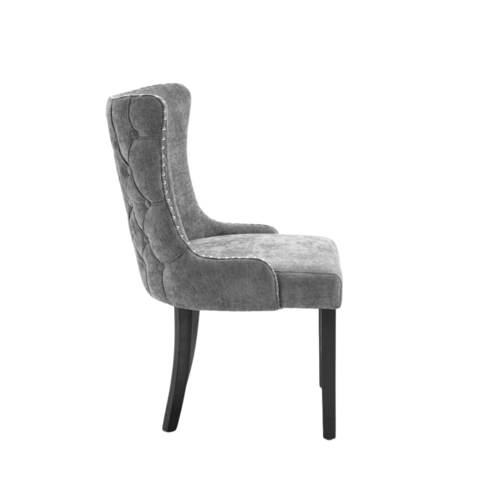 Set Of 2 London Velvet Fabric Dining Chair - Grey Fast shipping On sale