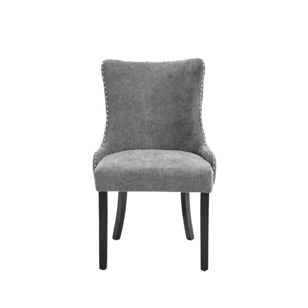 Set Of 2 London Velvet Fabric Dining Chair - Grey Fast shipping On sale