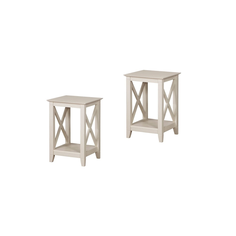 Set Of 2 Lorrel Modern Minimalist Square Wooden Side Table - Antique white Fast shipping On sale