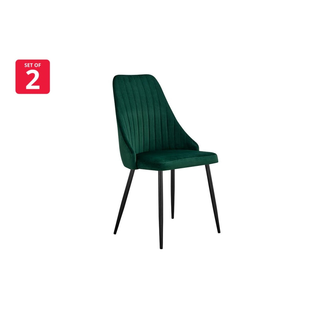 Set of 2 Lucca Kitchen Dining Chairs - Forest Green Chair Fast shipping On sale