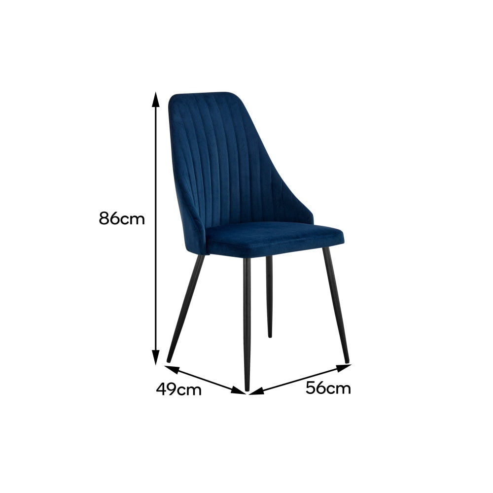 Set of 2 Lucca Kitchen Dining Chairs - Navy Chair Fast shipping On sale