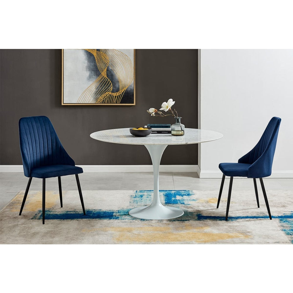 Set of 2 Lucca Kitchen Dining Chairs - Navy Chair Fast shipping On sale