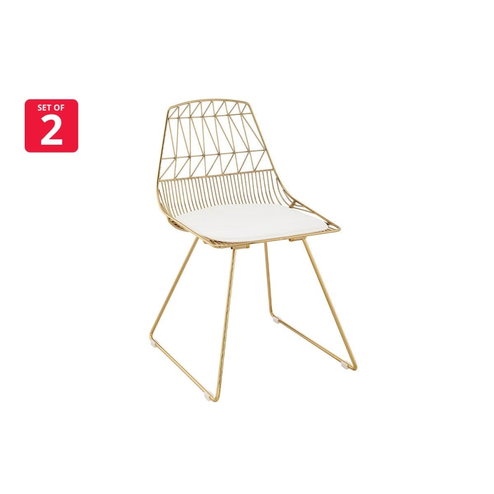 Set of 2 Lucy Kitchen Dining Chair - Gold Fast shipping On sale