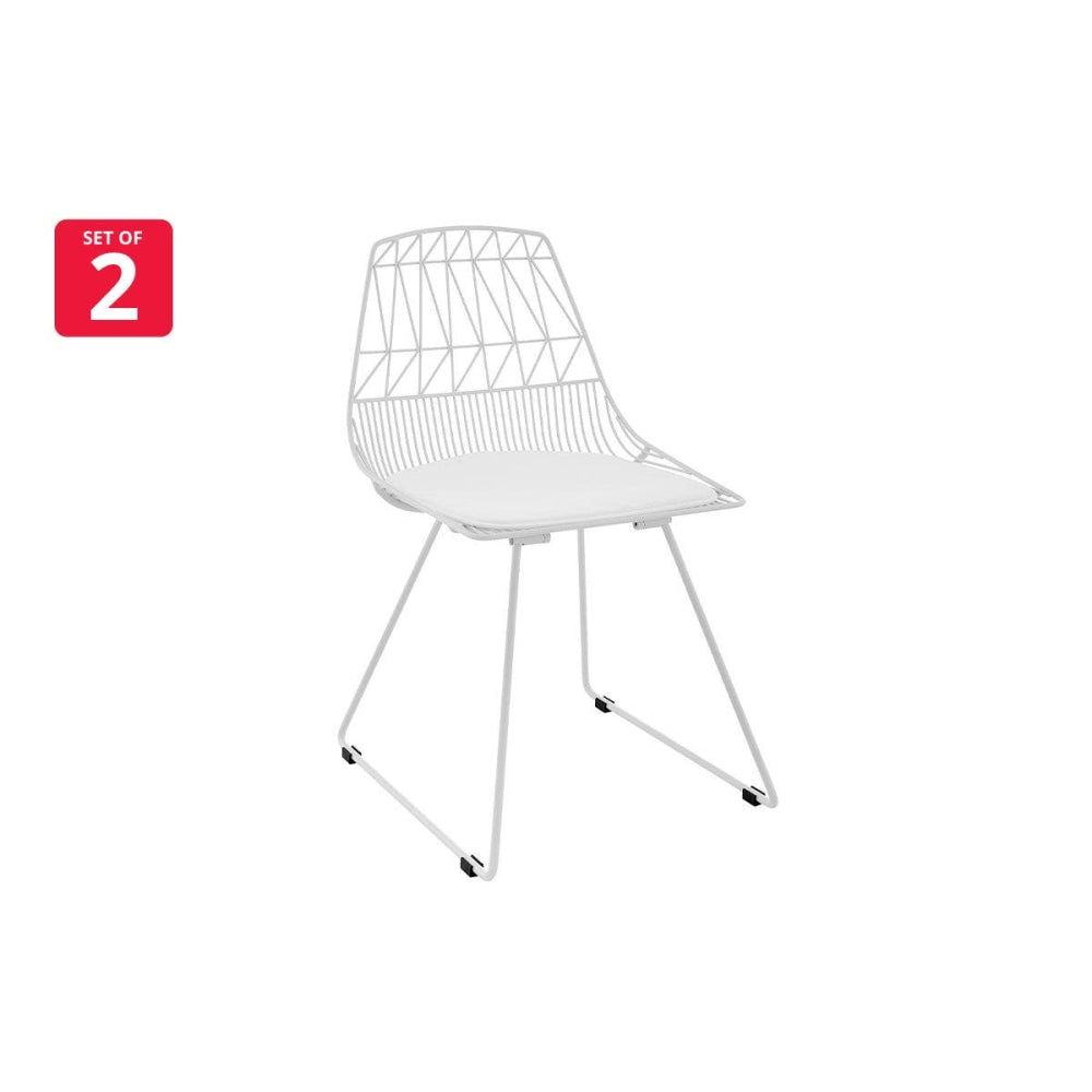 Set of 2 Lucy Kitchen Dining Chair - White Fast shipping On sale