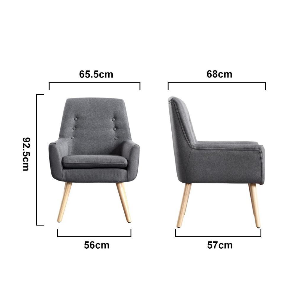 Set of 2 Luxury Fabric Armchair Dining Chair Padded Grey Fast shipping On sale