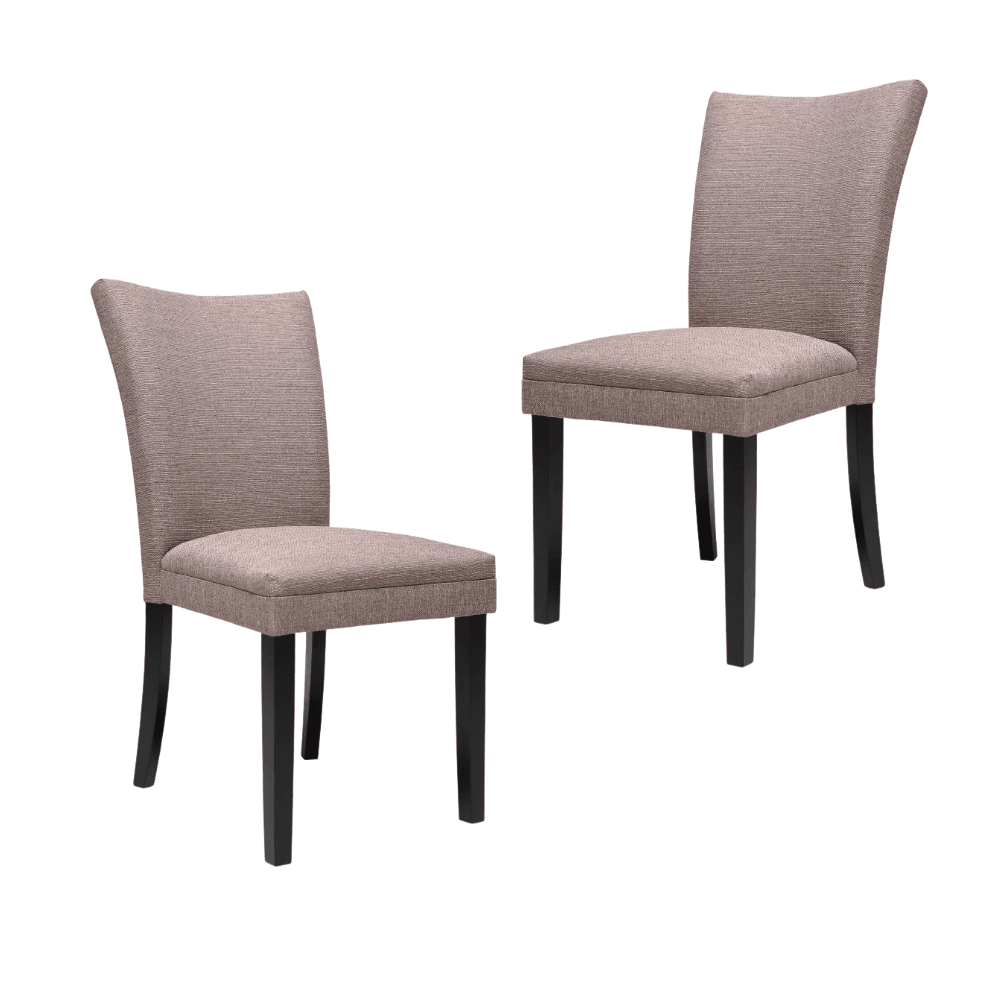 Set Of 2 Designer Fabric Modern Dining Chair Wooden Legs - Taupe Fast shipping On sale