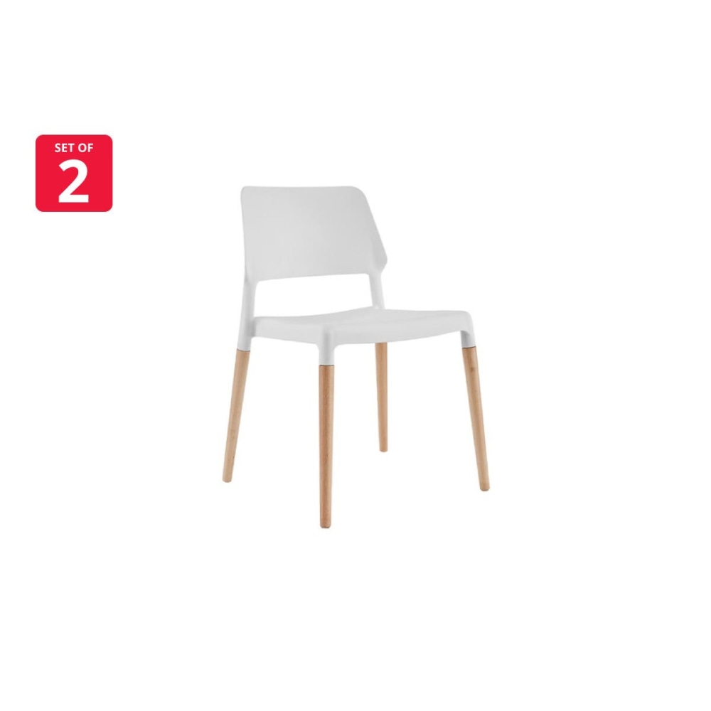 Set of 2 Mack Kitchen Dining Chairs - White/Beech White Chair Fast shipping On sale