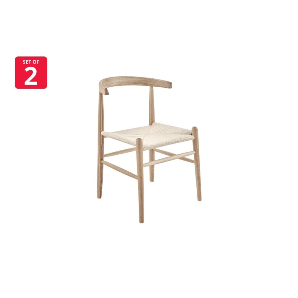 Set of 2 Malibu Kitchen Dining Chairs - Oak/Natural Solid Oak Chair Fast shipping On sale