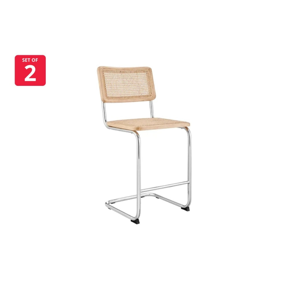 Set of 2 Marcel Breuer Replica Cesca Chair Kitchen Counter Bar Stool - Natural/Rattan Natural Fast shipping On sale
