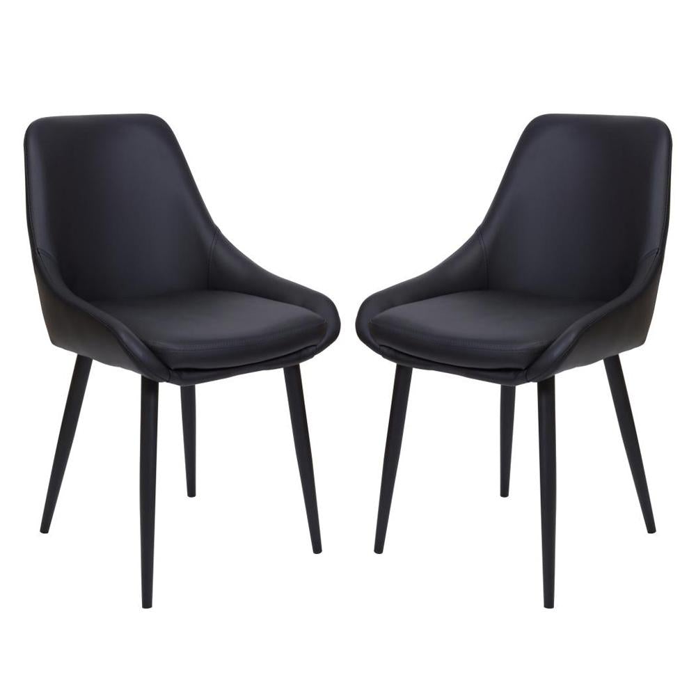 Set Of 2 Marco Faux Leather Dining Chair Metal Legs - Black Fast shipping On sale