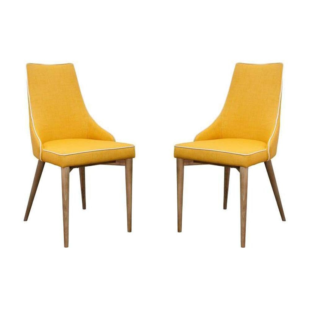 Set of 2 - Martini Luxury Scandinavian Fabric Dining Chair - Yellow Fast shipping On sale