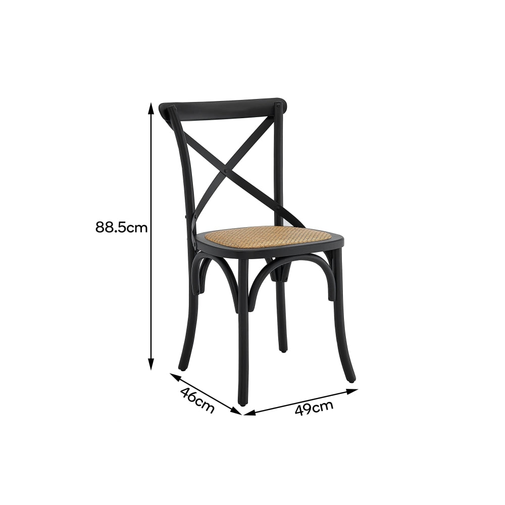 Set of 2 Melrose Cross Back Wooden Kitchen Dining Chair - Birch/Black Fast shipping On sale