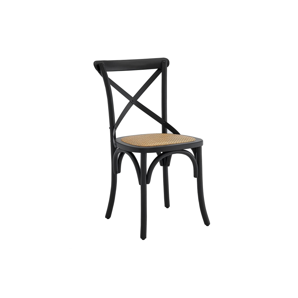 Set of 2 Melrose Cross Back Wooden Kitchen Dining Chair - Birch/Black Fast shipping On sale