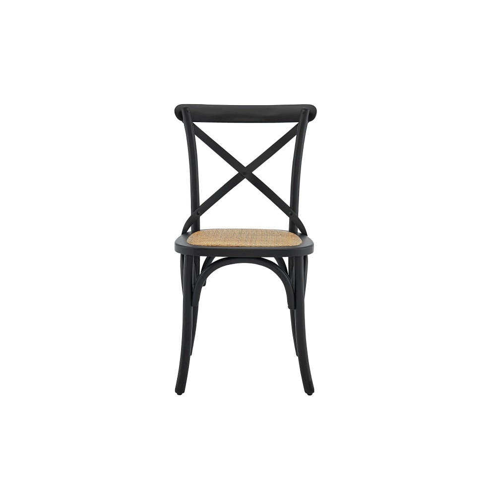 Set of 2 Melrose Cross Back Wooden Kitchen Dining Chair - Birch/Black Fast shipping On sale